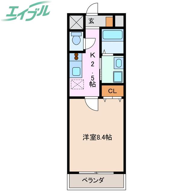 WILL DO四日市鵜の森(1K/6階)の間取り写真