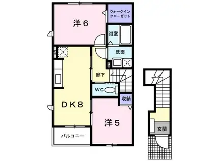 グッドフォーチュン I(2DK/2階)の間取り写真