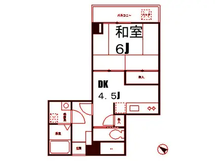 パルメゾン和光(1DK/1階)の間取り写真