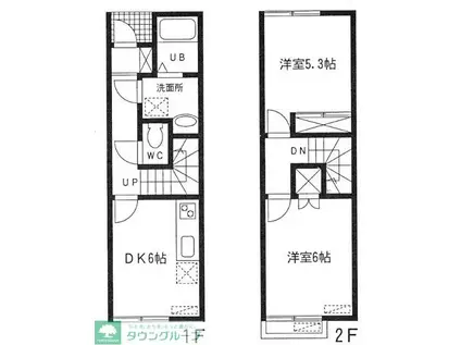 メインシティガーデン ブライト(2DK/1階)の間取り写真