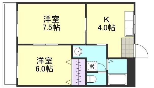 グランドールマンション(2K/3階)の間取り写真