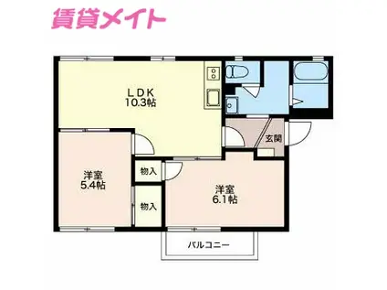 グランデージ日永西 A棟(2LDK/2階)の間取り写真