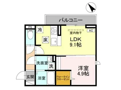 CLASSEUM幸西IV(1LDK/1階)の間取り写真