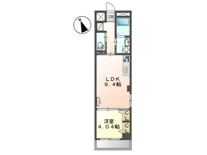   サンフローラ三郎丸(1LDK/1階)の間取り写真