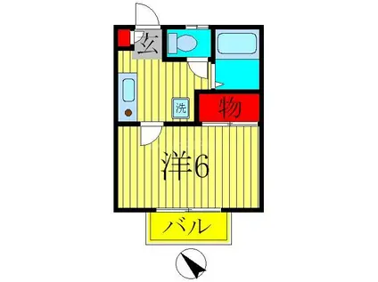 グレイスフル(1K/2階)の間取り写真