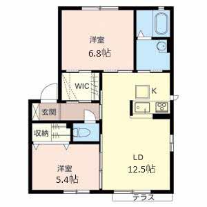 エーデルコート屋敷町(2LDK/1階)の間取り写真