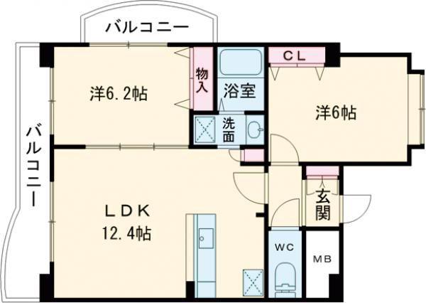 EXCEL VILLA(2LDK/4階)の間取り写真