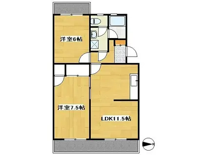 レジデンス曳馬(1LDK/3階)の間取り写真