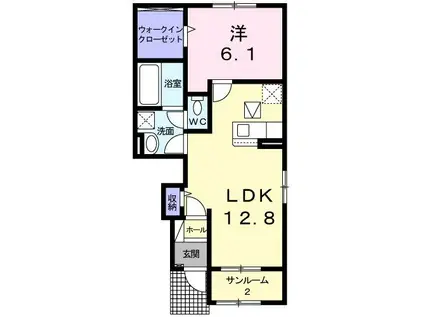 ル・プルミエ(1LDK/1階)の間取り写真