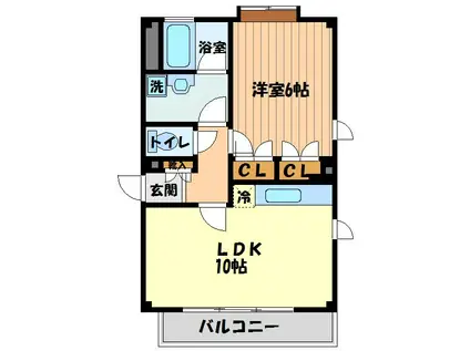 オークヴィラ(1LDK/2階)の間取り写真