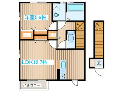 ヴェ・フォーレ(1LDK/2階)の間取り写真