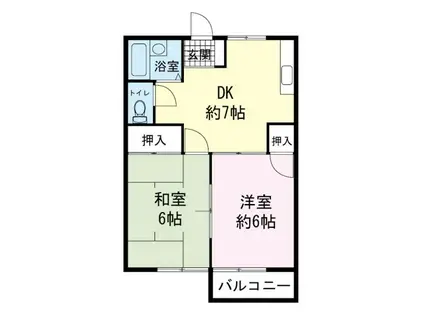 サンハイツ渡辺(2DK/2階)の間取り写真