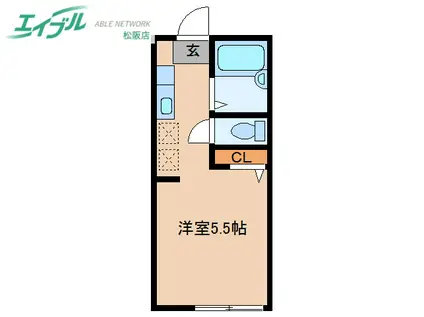 ダンケタカミヤII(1K/1階)の間取り写真