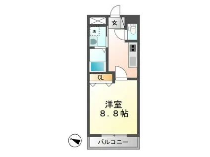 ソレアード田園(1K/1階)の間取り写真