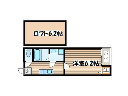 プルメリープル(1K/1階)の間取り写真