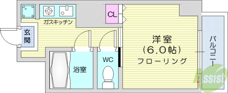 イーストCOATFRAME(1K/3階)の間取り写真