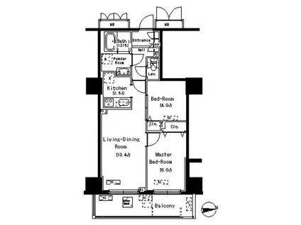 パークアクシス元浅草ステージ(2LDK/9階)の間取り写真