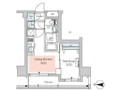 アーバネックス深川住吉II(1DK/6階)の間取り写真