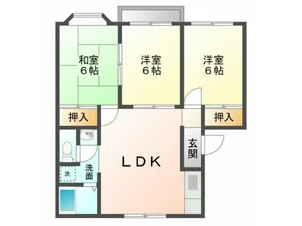 ゆめタウン・ヴィヴィC(3LDK/2階)の間取り写真