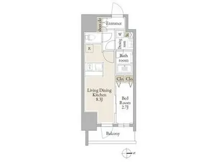 ルネフラッツ庄内通駅前(1LDK/4階)の間取り写真