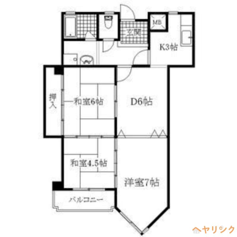フルーヴェ1番館(3DK/2階)の間取り写真