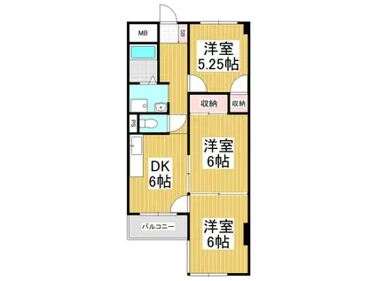 IWAIビル(3DK/5階)の間取り写真