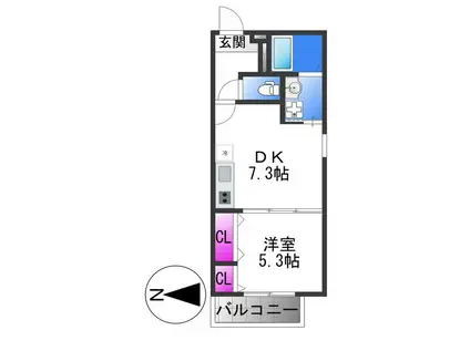 フジパレス弥刀駅北II番館(1DK/3階)の間取り写真