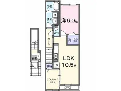 的場アパート(1LDK/2階)の間取り写真