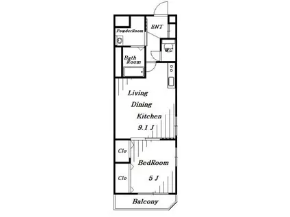 イーストガーデン(1LDK/2階)の間取り写真