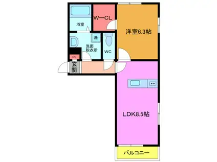 メゾン616(1LDK/1階)の間取り写真
