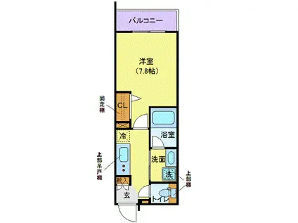 ハーモニーレジデンス品川高輪(1K/3階)の間取り写真