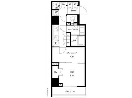 GENOVIA両国VIGREEN VEIL(1DK/7階)の間取り写真