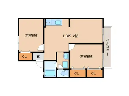 ソルフェージュCITYI(2LDK/2階)の間取り写真