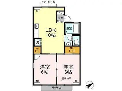 サニーハイツ(2LDK/1階)の間取り写真