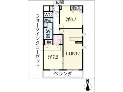 エスペーロ八田(2LDK/1階)の間取り写真