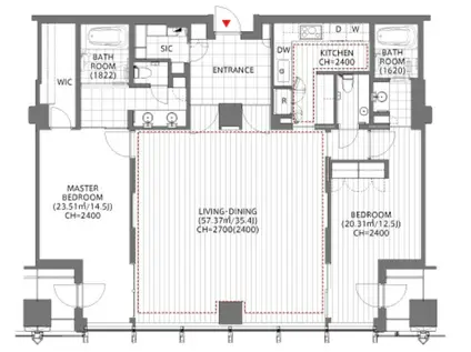 平河町森タワーレジデンス(2LDK/22階)の間取り写真