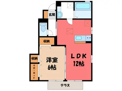 ムーンライトA(1LDK/1階)の間取り写真