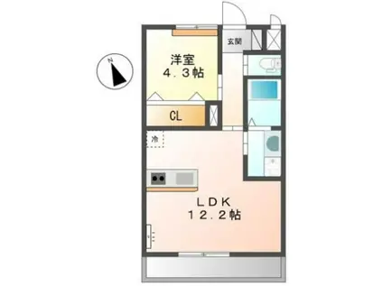 ペルル3(1LDK/2階)の間取り写真