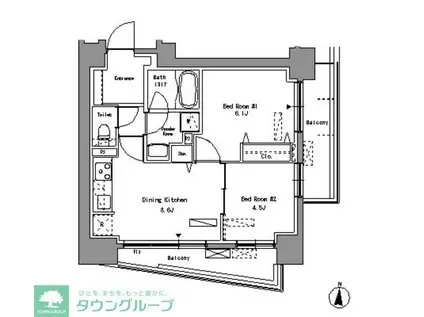 パークアクシス錦糸町(2DK/10階)の間取り写真
