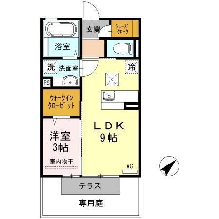 セジュールG(1LDK/1階)の間取り写真