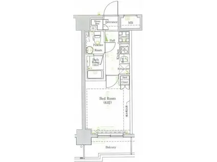 グラントゥルース門前仲町(1K/10階)の間取り写真