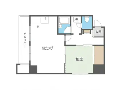 リベルティ大通(1LDK/4階)の間取り写真