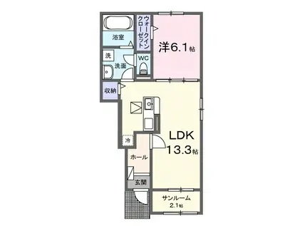 ソーレ I(1LDK/1階)の間取り写真