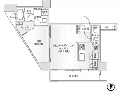 レジディア笹塚II(1LDK/8階)の間取り写真