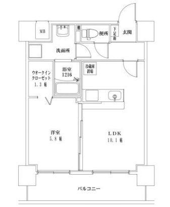 F・STAGE江平 イースト(1LDK/9階)の間取り写真