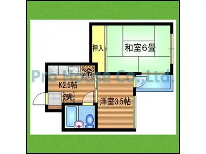 野崎ビル(2K/3階)の間取り写真