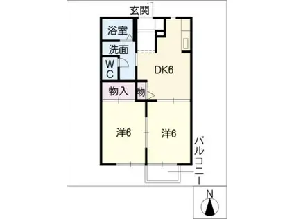 ムーンリバーサイドA棟(2DK/1階)の間取り写真