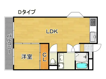 ハピネス(1LDK/4階)の間取り写真