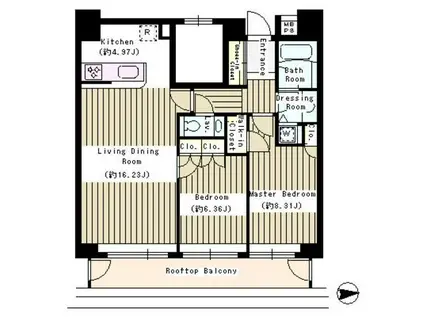 クレアーレ麹町(2LDK/9階)の間取り写真