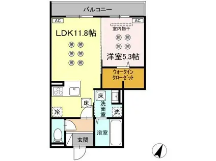 LUMINA I棟(1LDK/1階)の間取り写真